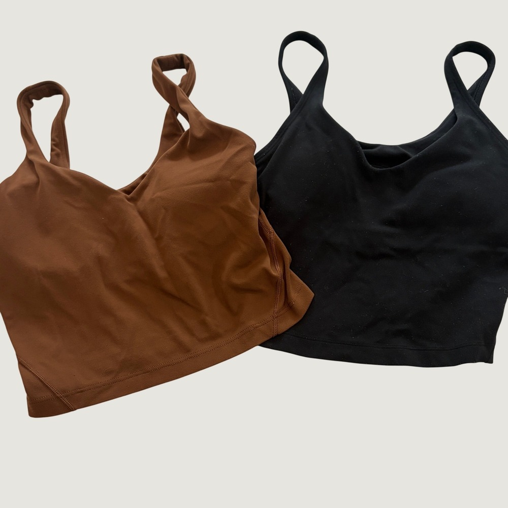 Lululemon Align Padded Tank Top Ancient Copper Black Womens Size 2 Lot Yoga Gym